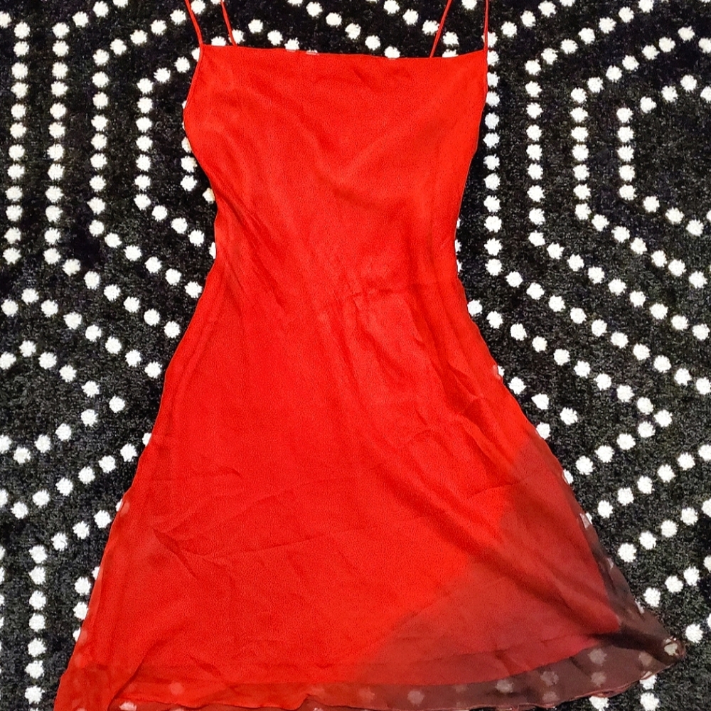 Sin by Morgan Cooper- Women's Red Silk Slip Dress